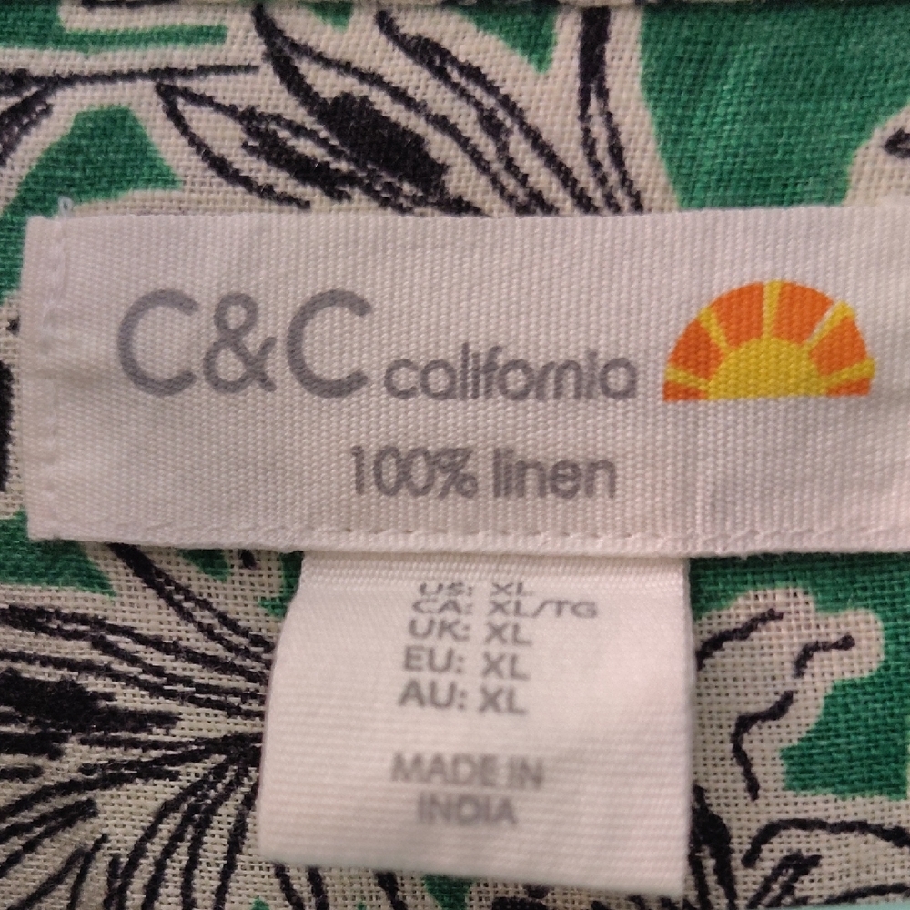 C&C‎ California Green Floral Blouse Size Xl - Picture 2 of 14